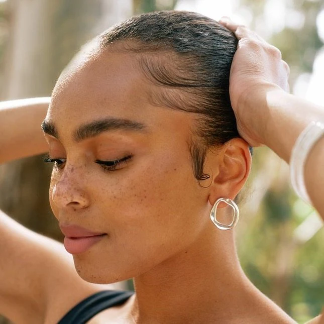 Large Bronze Stud Earrings - "Maji" - Image 2