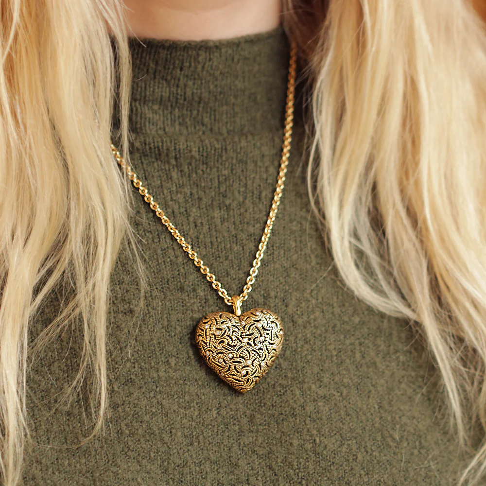 Large Gold Heart Pendant - "Tangled Love" - Image 2