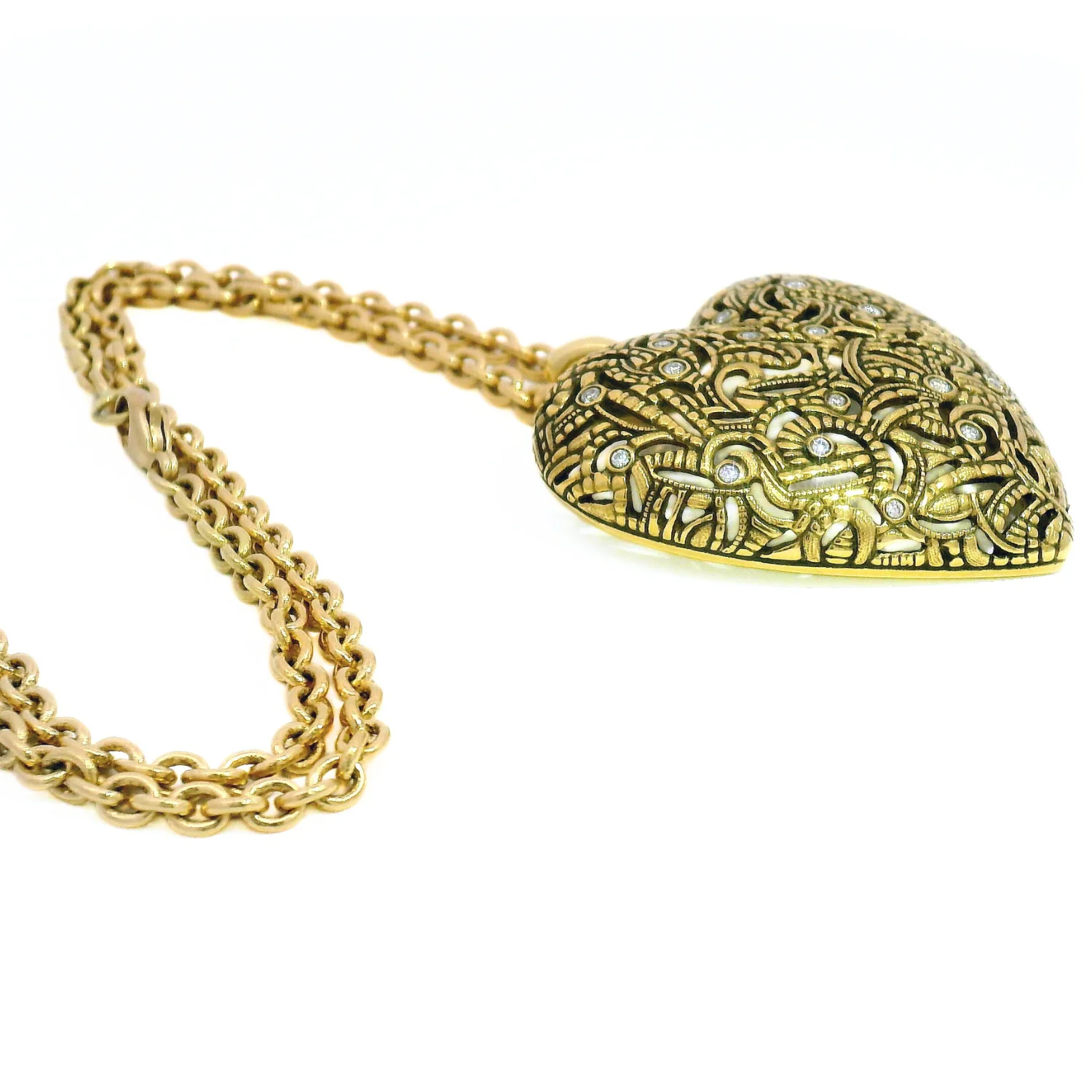 Large Gold Heart Pendant - "Tangled Love" - Image 3