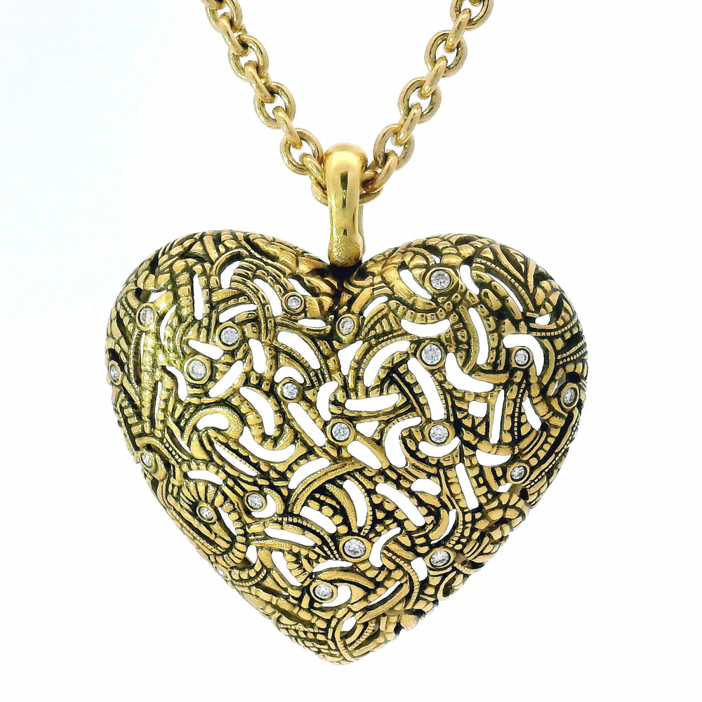Large Gold Heart Pendant - "Tangled Love" - Image 4