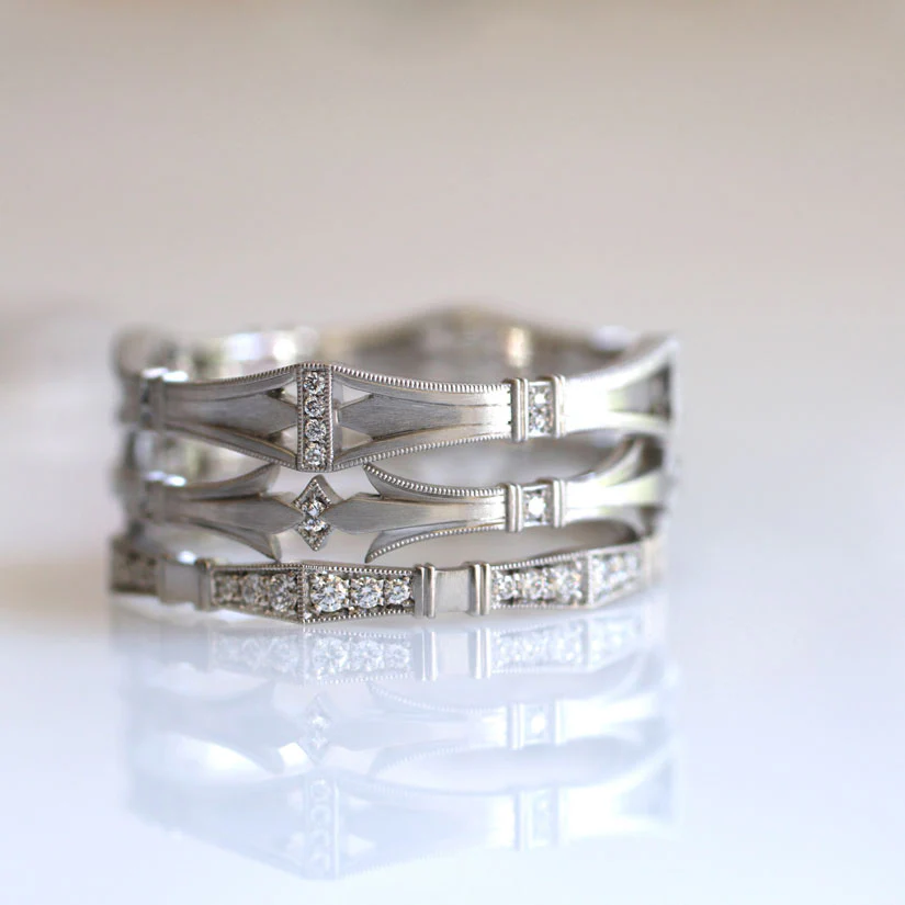 Diamond Wedding Band - "Laurel" - Image 2