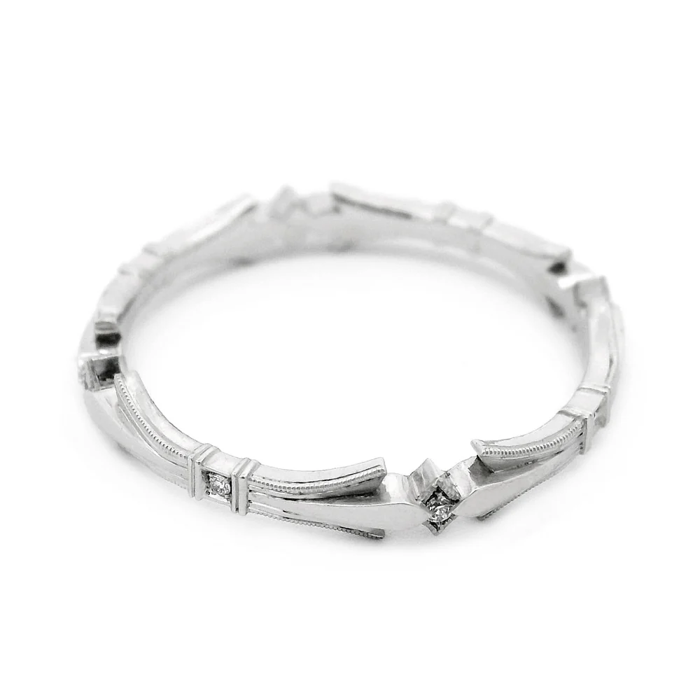 Diamond Wedding Band - "Laurel" - Image 4