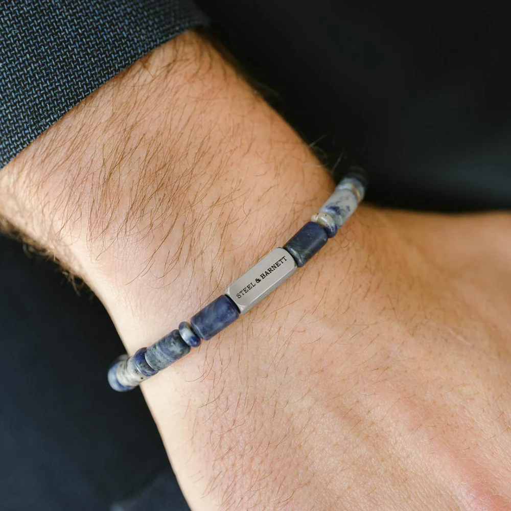 "Colourful Cal" Bracelet with Matte Sodalite Beads by Steel & Barnett - Image 2