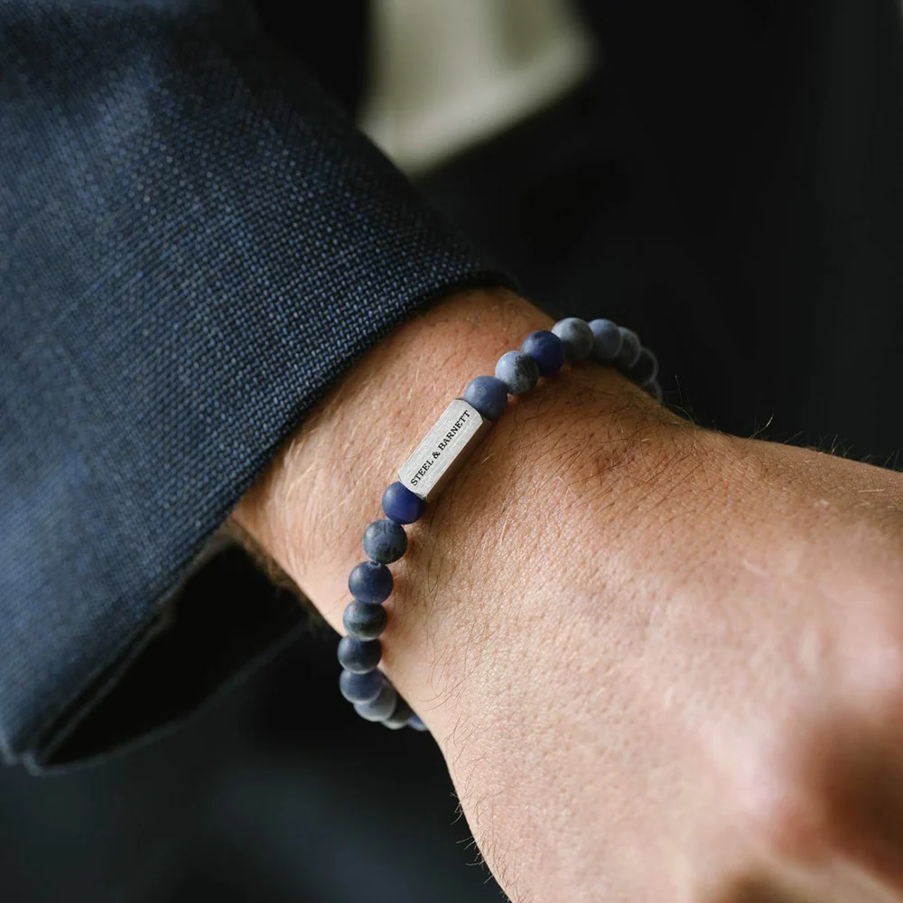 "Natural Ned" Bracelet with Matte Sodalite Beads by Steel & Barnett - Image 2