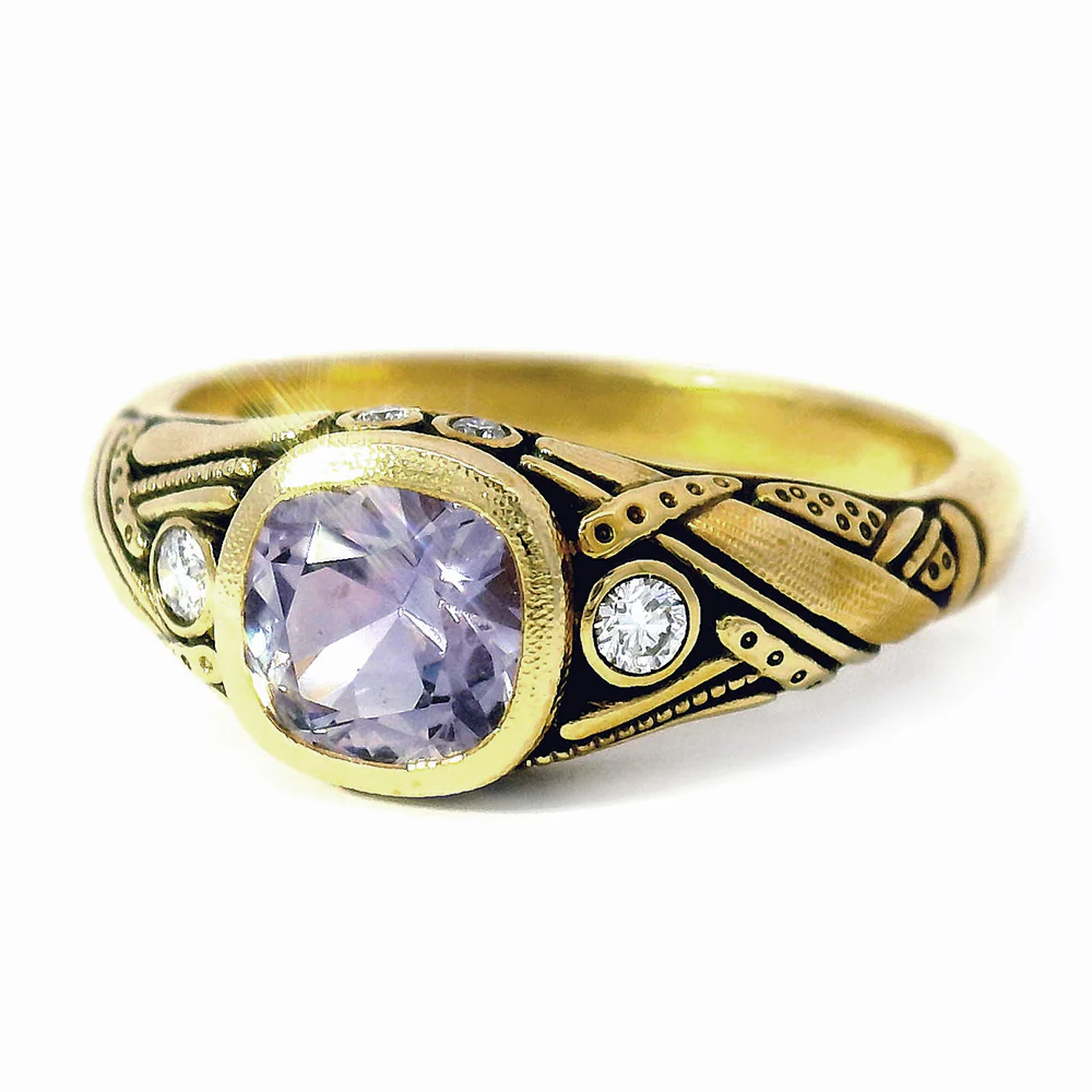 Mauve Montana Sapphire & Diamond Ring - "Reed" - Image 4