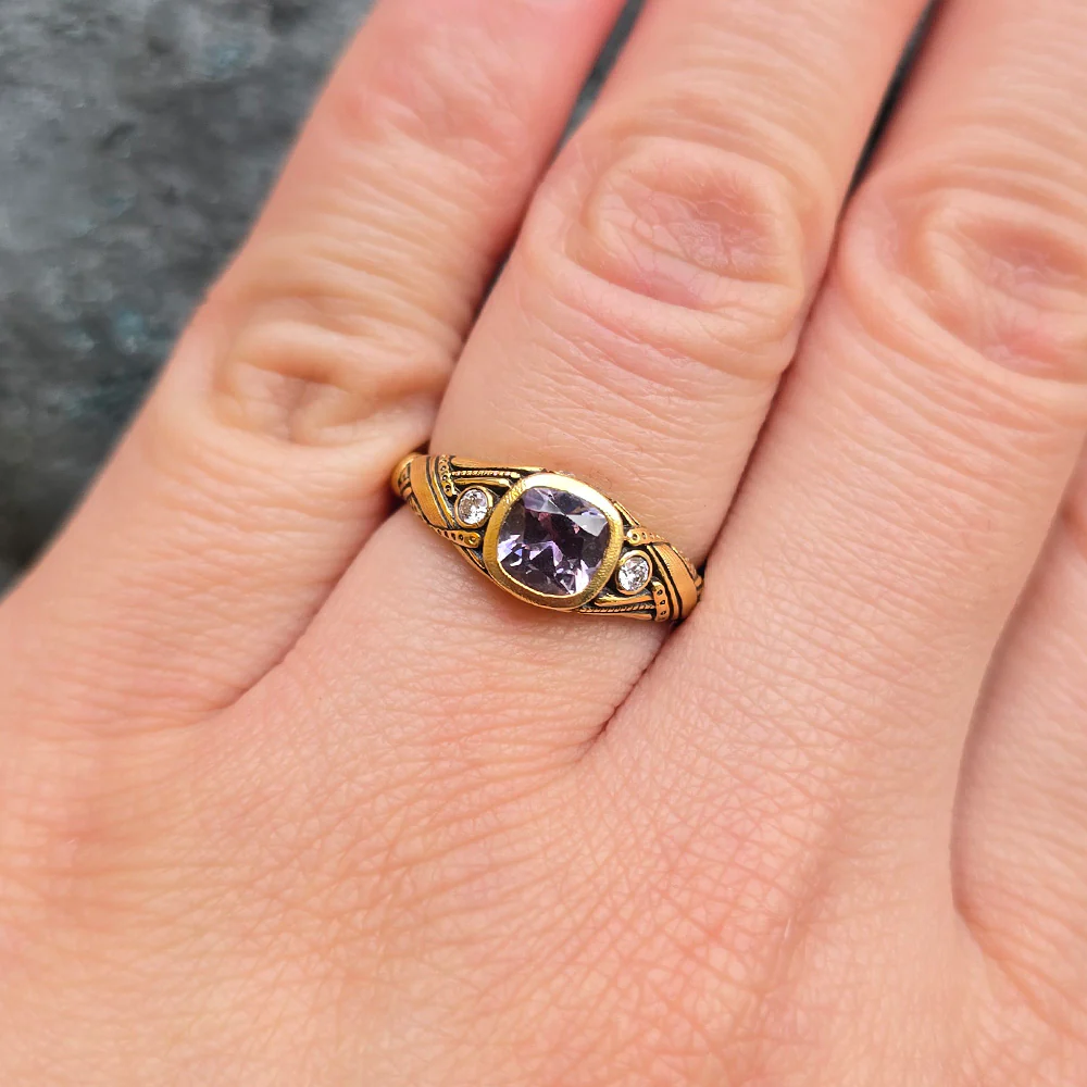 Mauve Montana Sapphire & Diamond Ring - "Reed" - Image 5