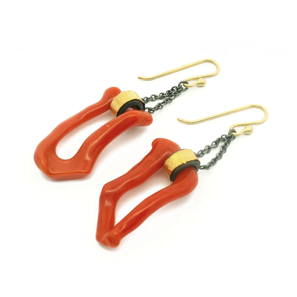 Mediterranean Red Branch Coral Earrings - "Ocean's Rhythm" - Image 2