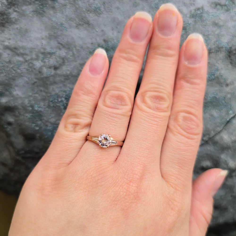 Montana Sapphire & Diamond Baguette Ring - "Prairie Thunder" - Image 5