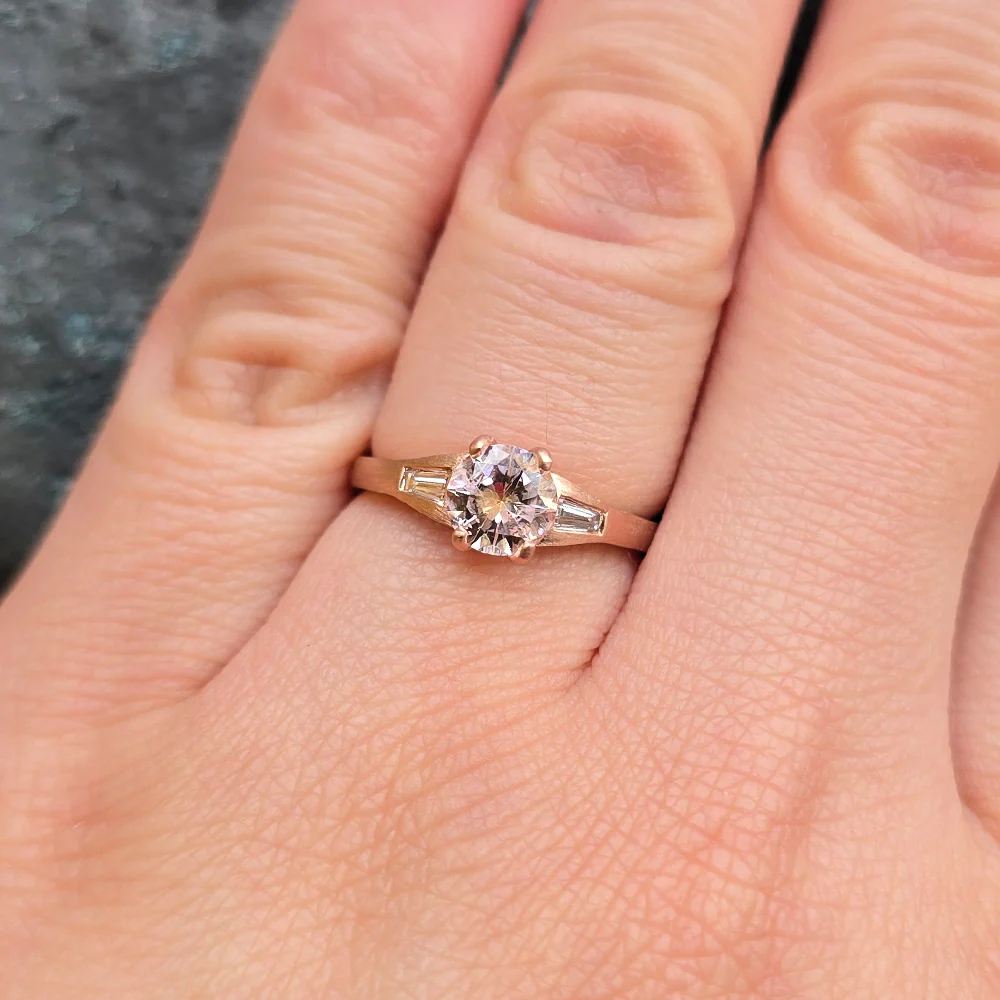 Montana Sapphire & Diamond Baguette Ring - "Prairie Thunder" - Image 6