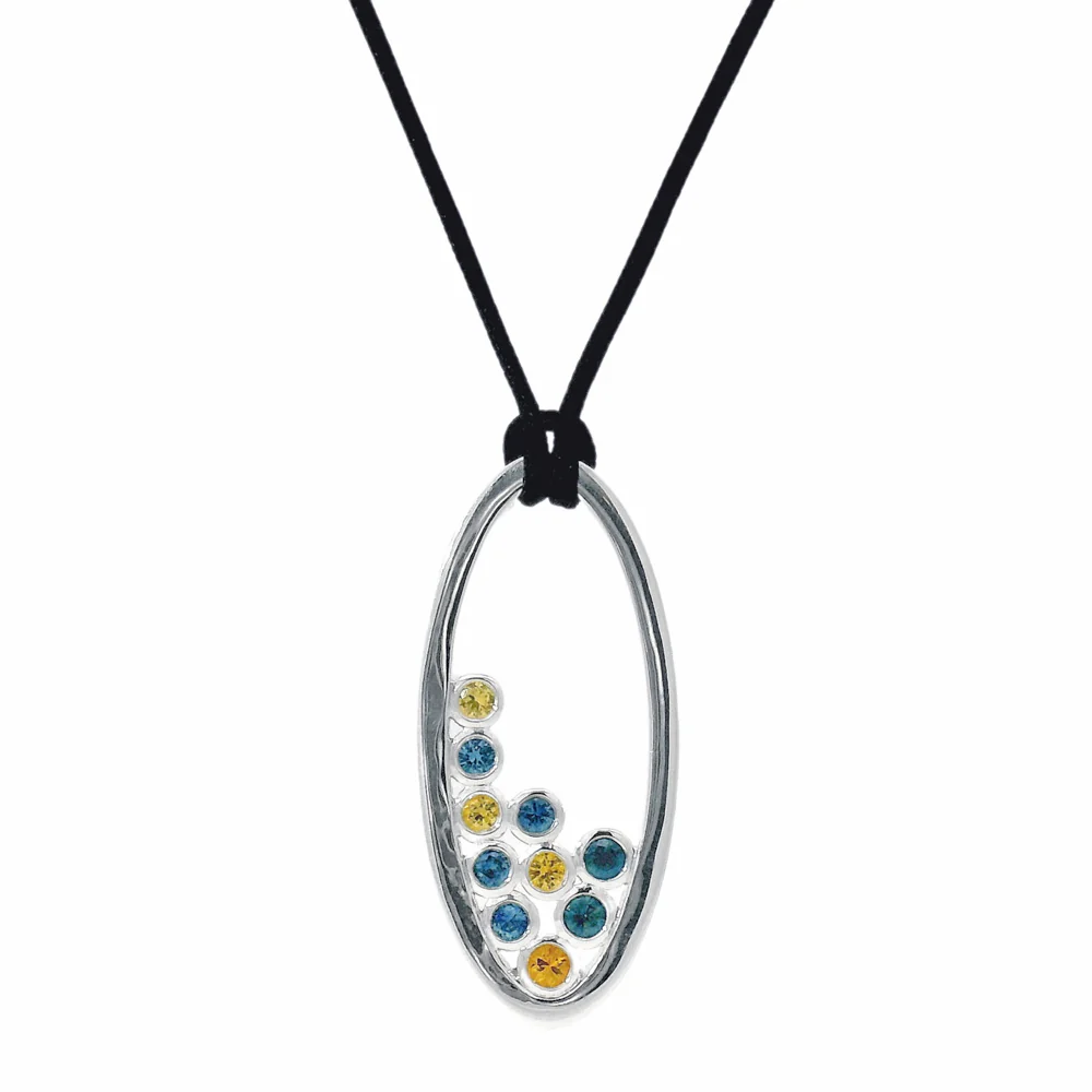 Montana Sapphire Bubble Necklace - "Blue & Gold"