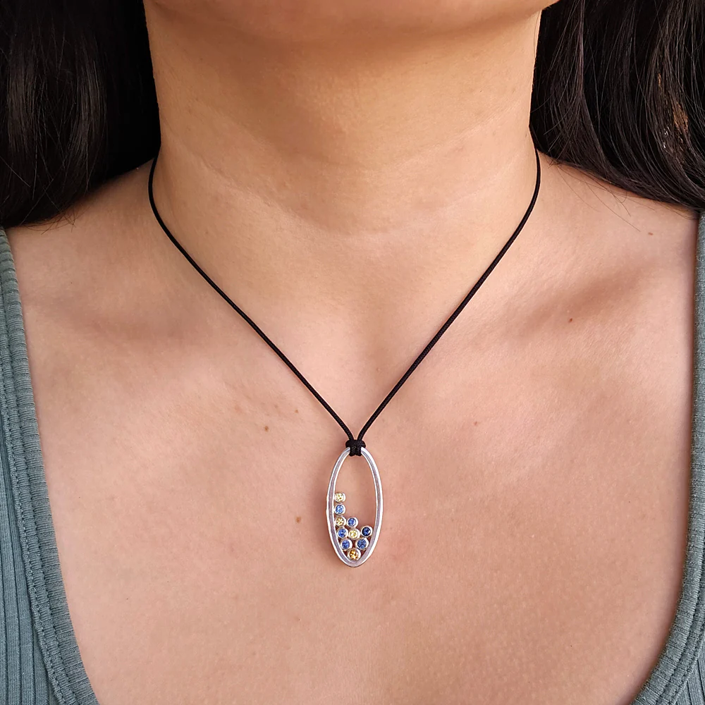 Montana Sapphire Bubble Necklace - "Blue & Gold" - Image 2