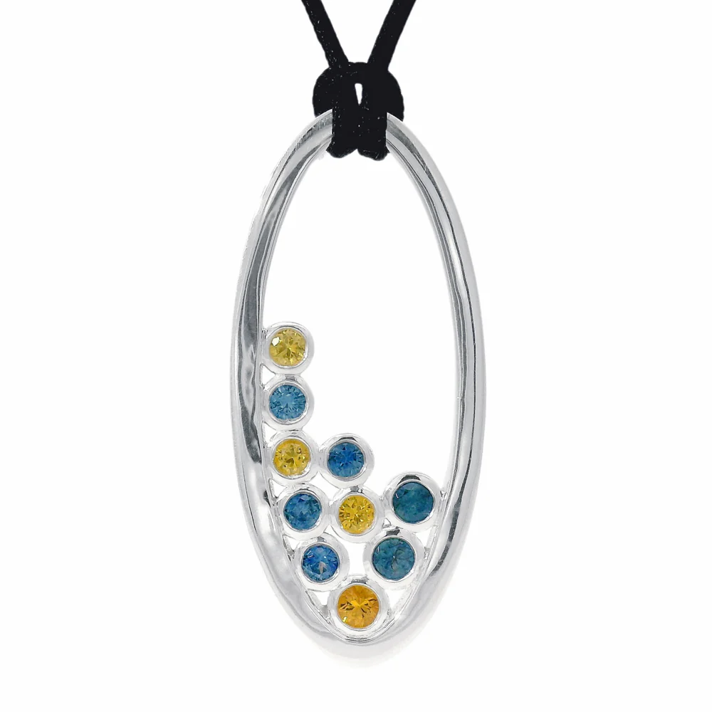 Montana Sapphire Bubble Necklace - "Blue & Gold" - Image 3