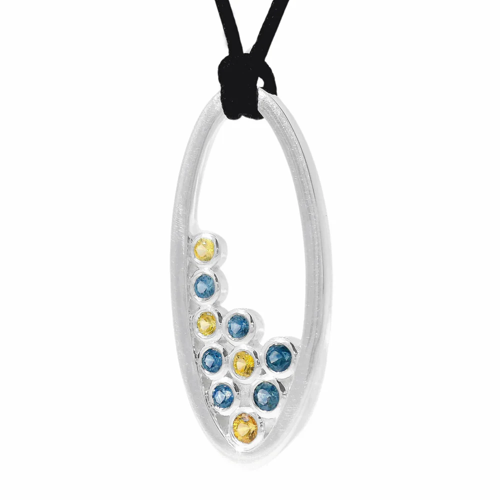 Montana Sapphire Bubble Necklace - "Blue & Gold" - Image 4