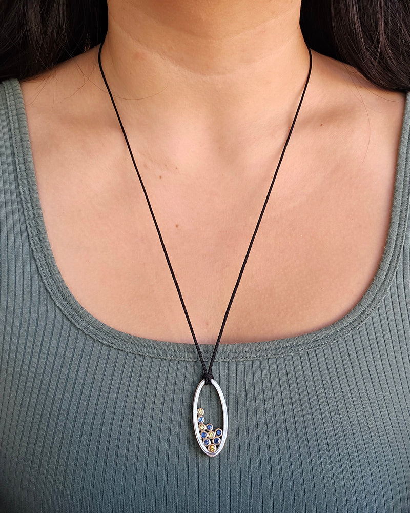 Montana Sapphire Bubble Necklace - "Blue & Gold" - Image 5
