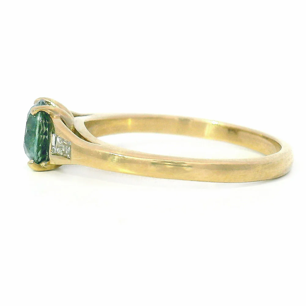 Montana Sapphire & Diamond Baguette Ring - "Prairie Thunder" - Image 3
