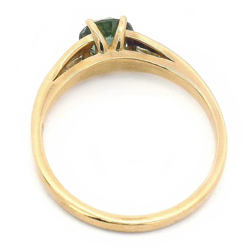 Montana Sapphire & Diamond Baguette Ring - "Prairie Thunder" - Image 4