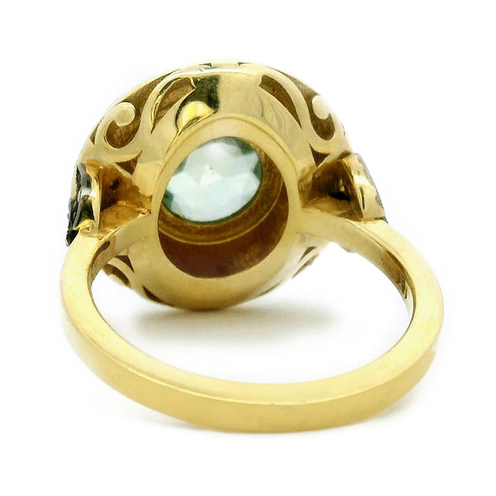 Montana Sapphire, Diamond & Enamel Ring - "Rock Candy Succulent Paradise" - Image 4