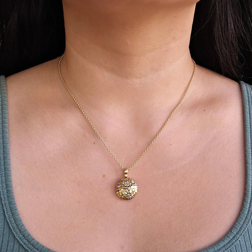 Montana Sapphire & Diamond Necklace - "Summer Flowers" - Image 2