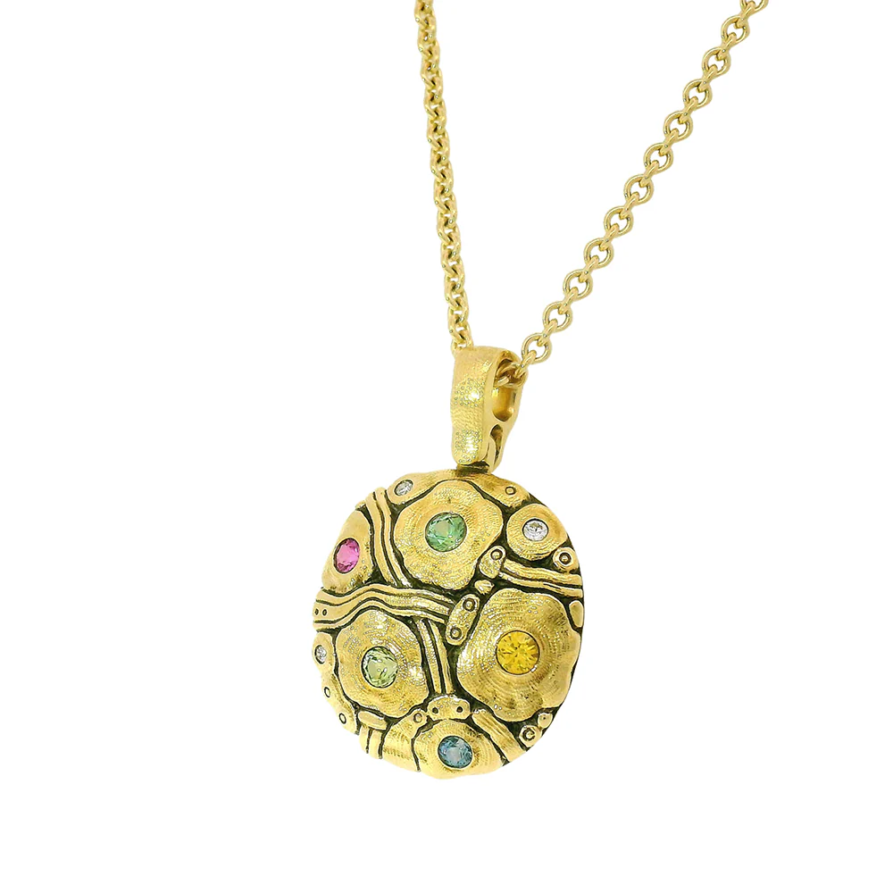 Montana Sapphire & Diamond Necklace - "Summer Flowers" - Image 4