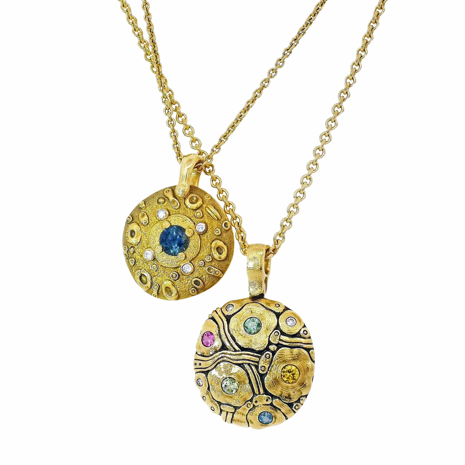 Montana Sapphire & Diamond Necklace - "Summer Flowers" - Image 5