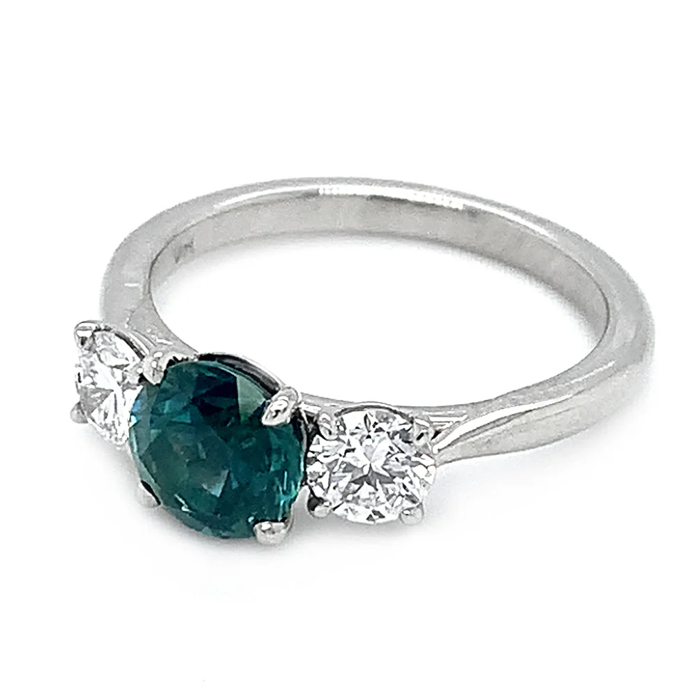 Montana Sapphire & Diamond White Gold Ring - "Mountain River" - Image 3