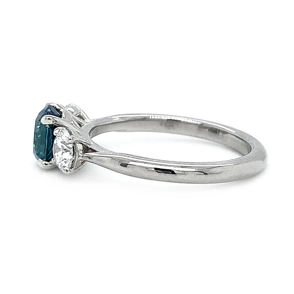 Montana Sapphire & Diamond White Gold Ring - "Mountain River" - Image 4