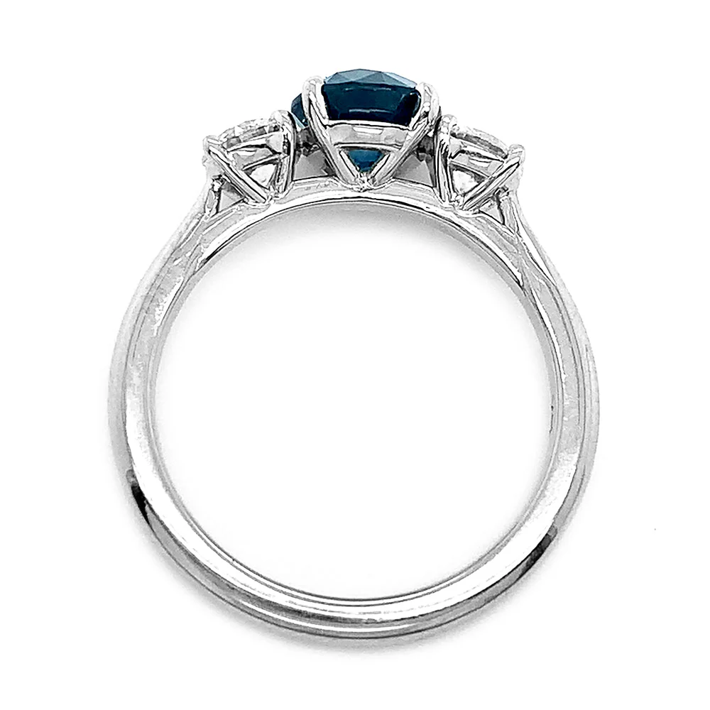 Montana Sapphire & Diamond White Gold Ring - "Mountain River" - Image 5