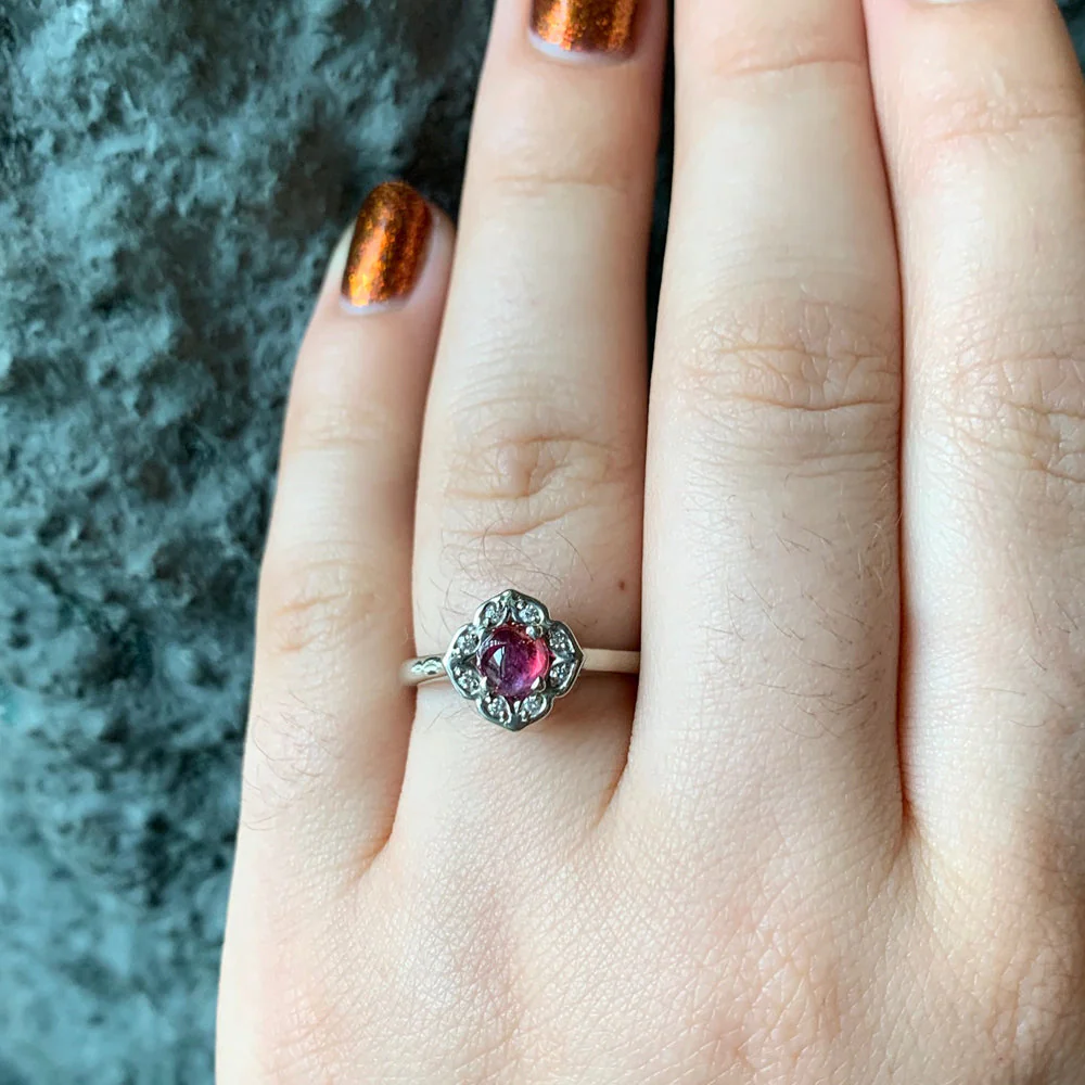Montana Sapphire & Diamond Ring - "Rose" - Image 6
