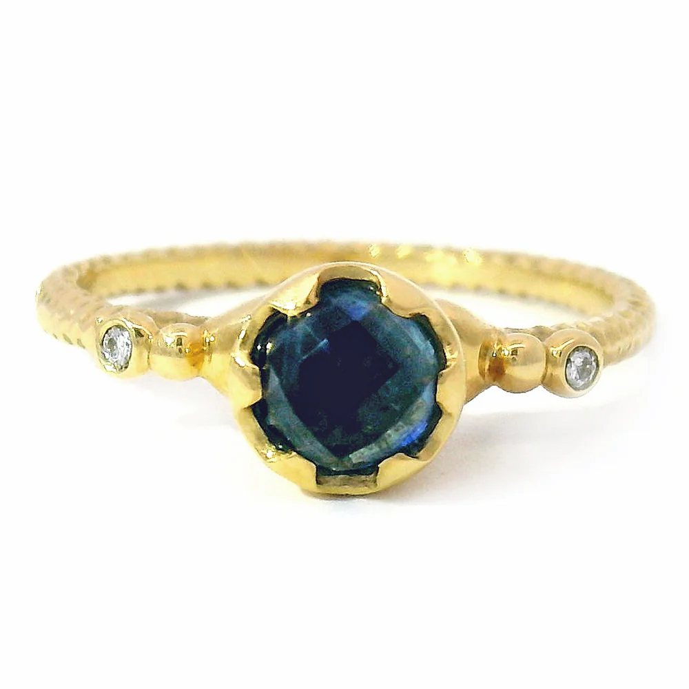Montana Sapphire & Diamond Wishing Well Ring - "Endless Blue"