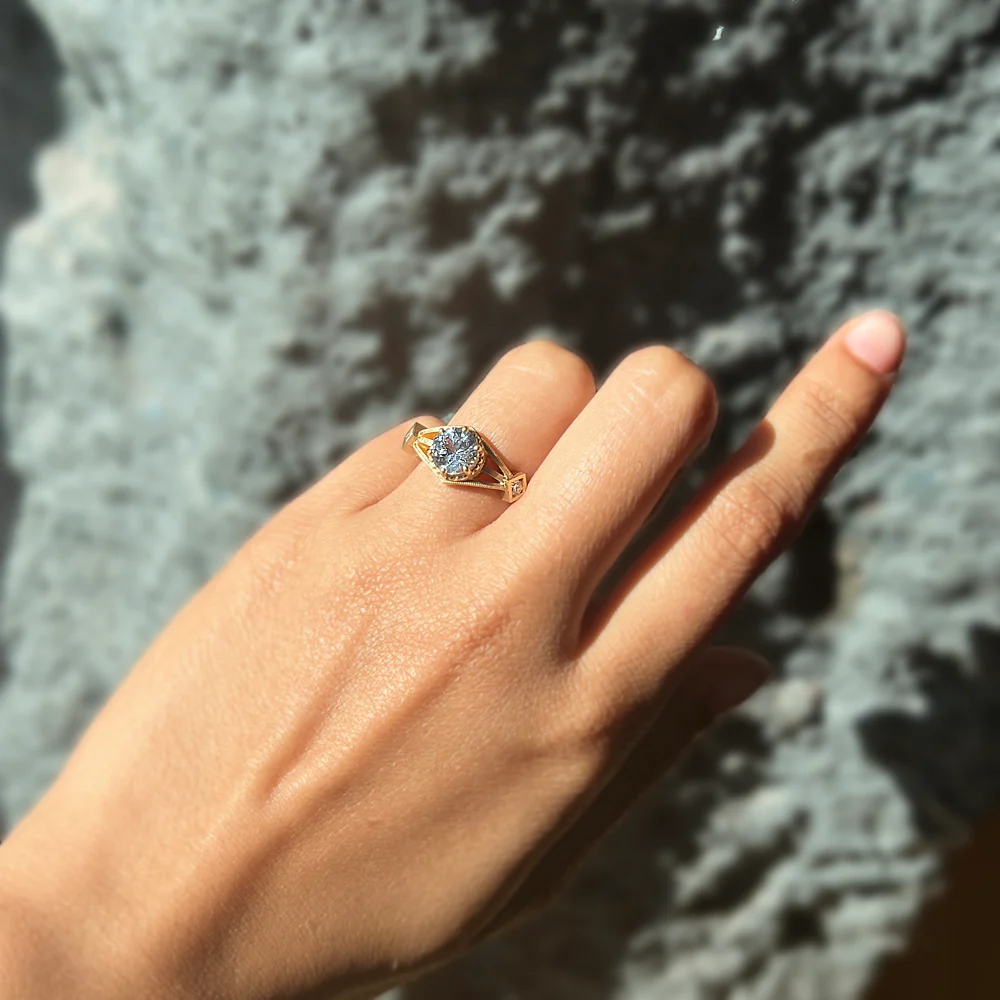 Montana Sapphire & Diamond Ring - "Harbor Mist" - Image 3