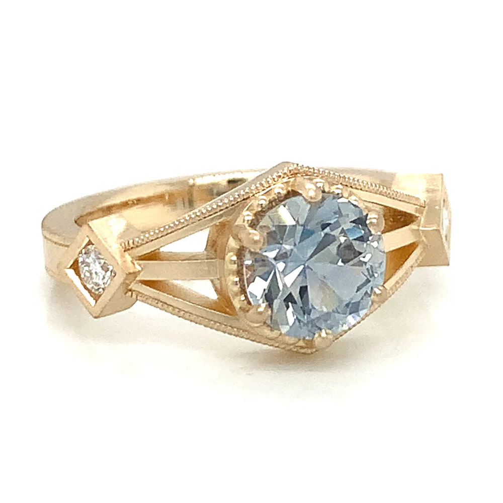 Montana Sapphire & Diamond Ring - "Harbor Mist" - Image 4