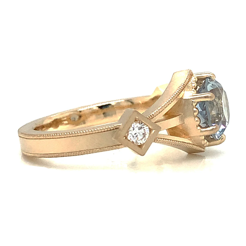 Montana Sapphire & Diamond Ring - "Harbor Mist" - Image 5