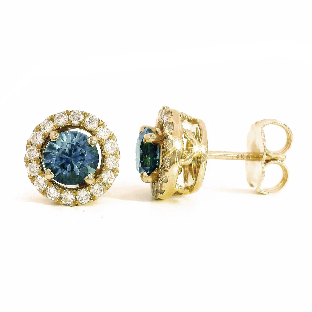 Montana Sapphire Earrings & Diamond Halo Jackets - "Stillwater" - Image 4