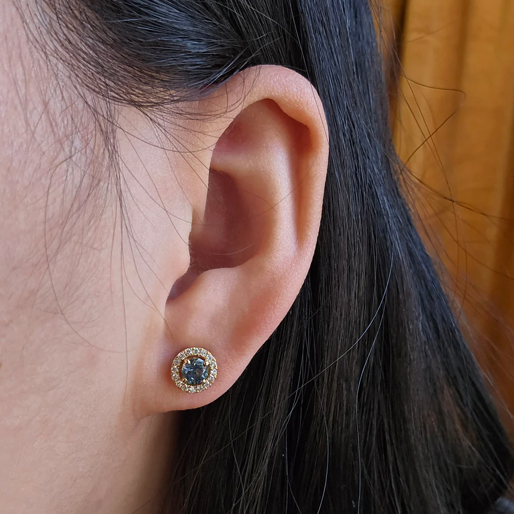 Montana Sapphire Earrings & Diamond Halo Jackets - "Stillwater" - Image 6