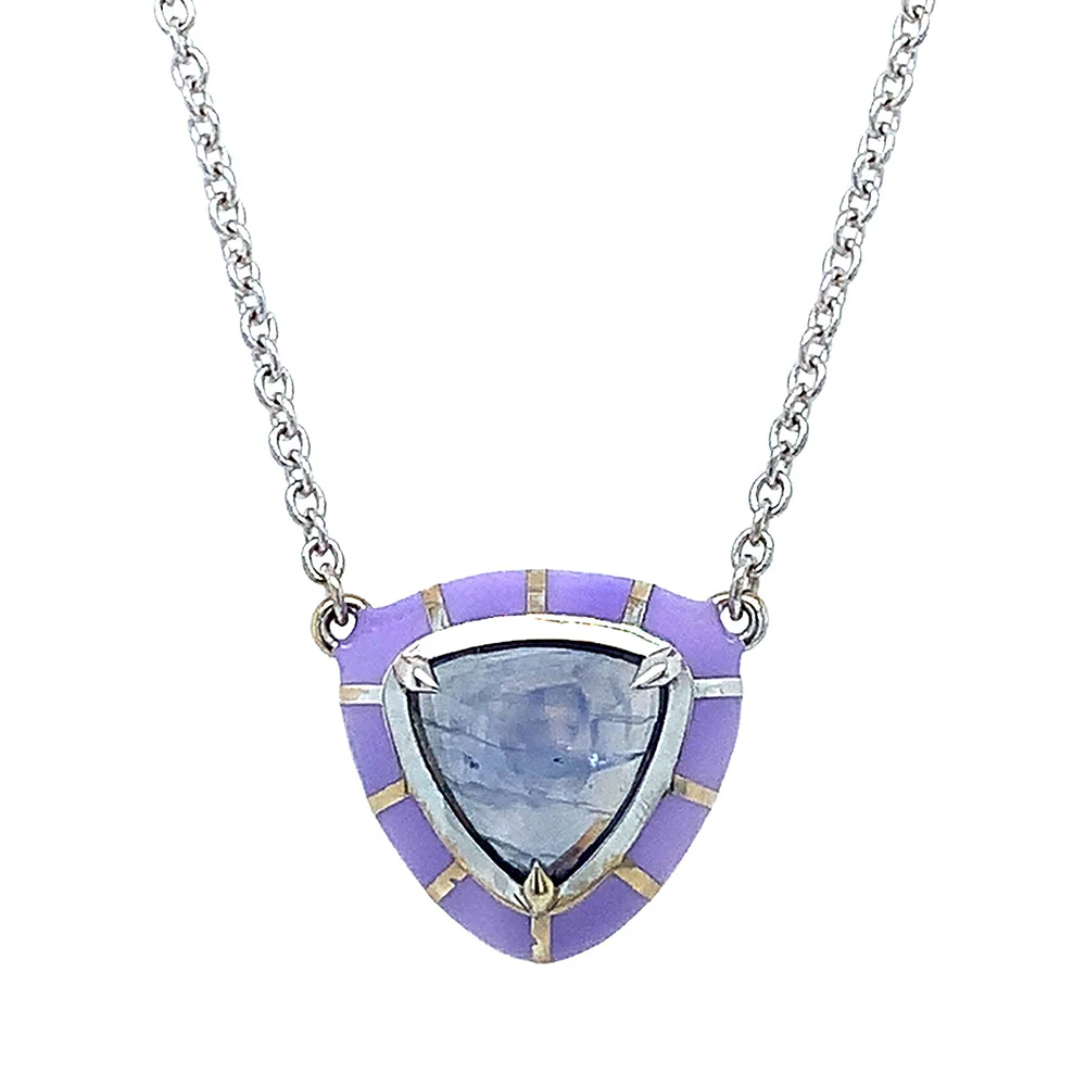 Montana Sapphire & Enamel Necklace - "Rock Candy Lavender" - Image 2