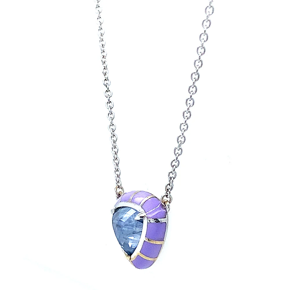 Montana Sapphire & Enamel Necklace - "Rock Candy Lavender" - Image 3