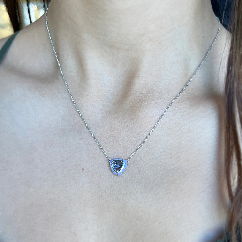 Montana Sapphire & Enamel Necklace - "Rock Candy Lavender" - Image 4
