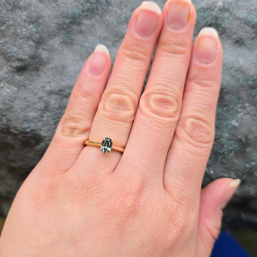 Montana Sapphire & Gold Solitaire Ring - "Flat Willow" - Image 5