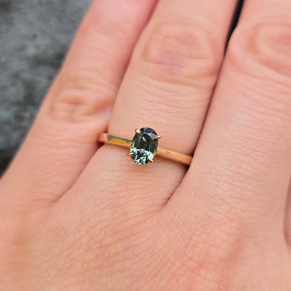Montana Sapphire & Gold Solitaire Ring - "Flat Willow" - Image 6