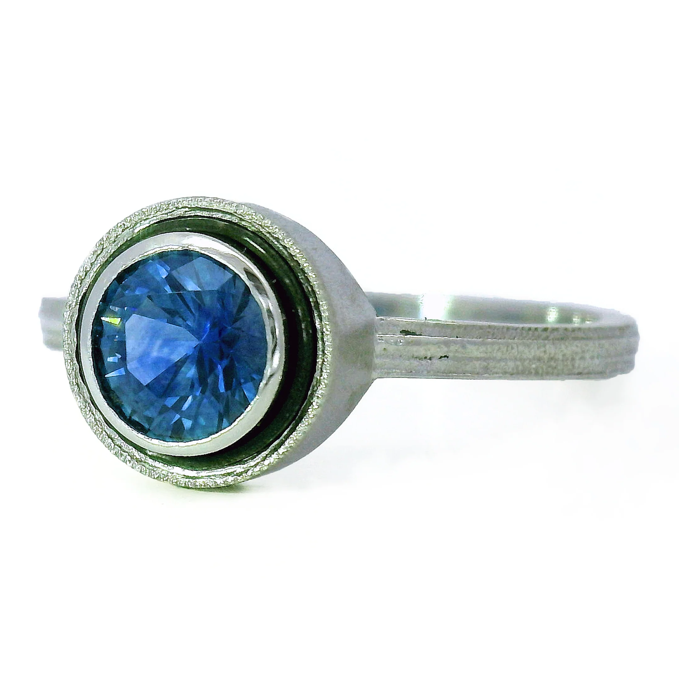 Montana Sapphire, Platinum & Cobalt Chrome Ring - "Paramount" - Image 2