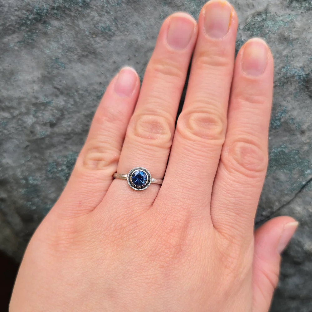 Montana Sapphire, Platinum & Cobalt Chrome Ring - "Paramount" - Image 3
