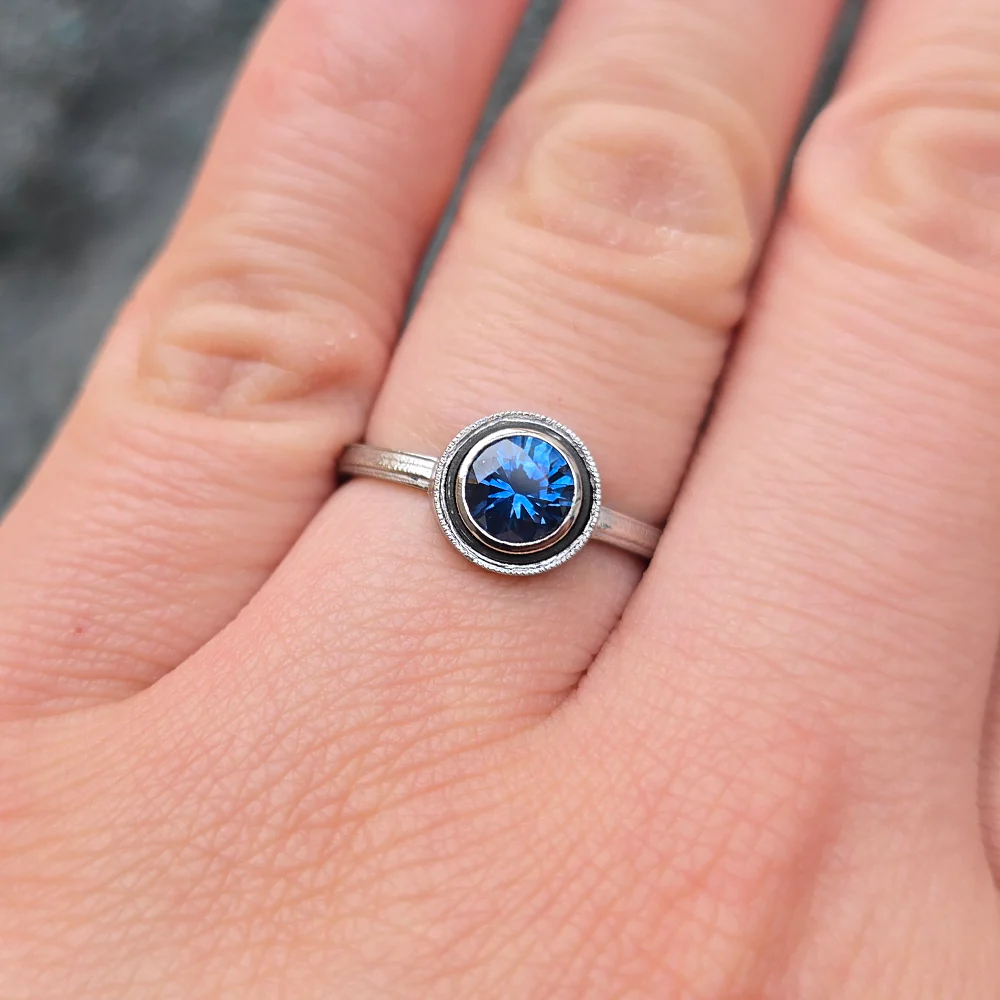 Montana Sapphire, Platinum & Cobalt Chrome Ring - "Paramount" - Image 6