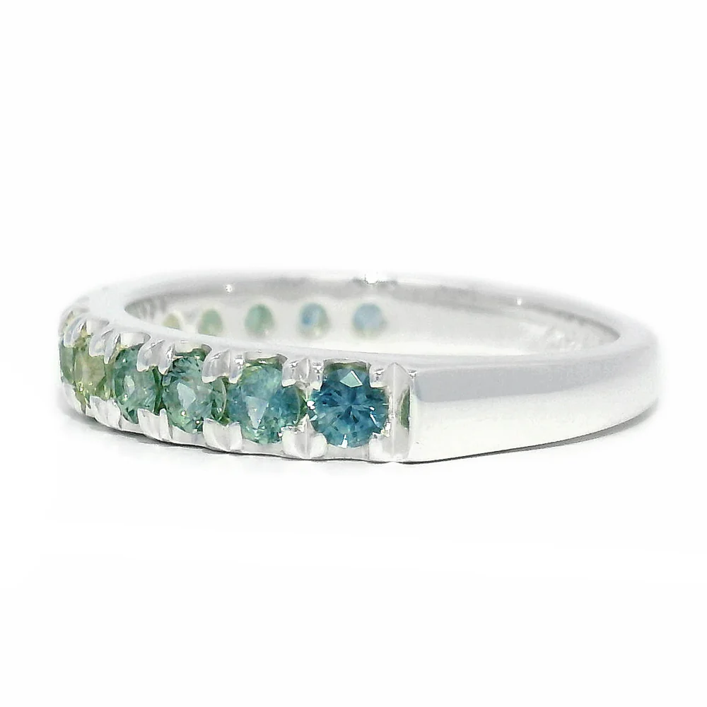 Montana Sapphire & Sterling Silver Band - "Mountain Stream" - Image 3