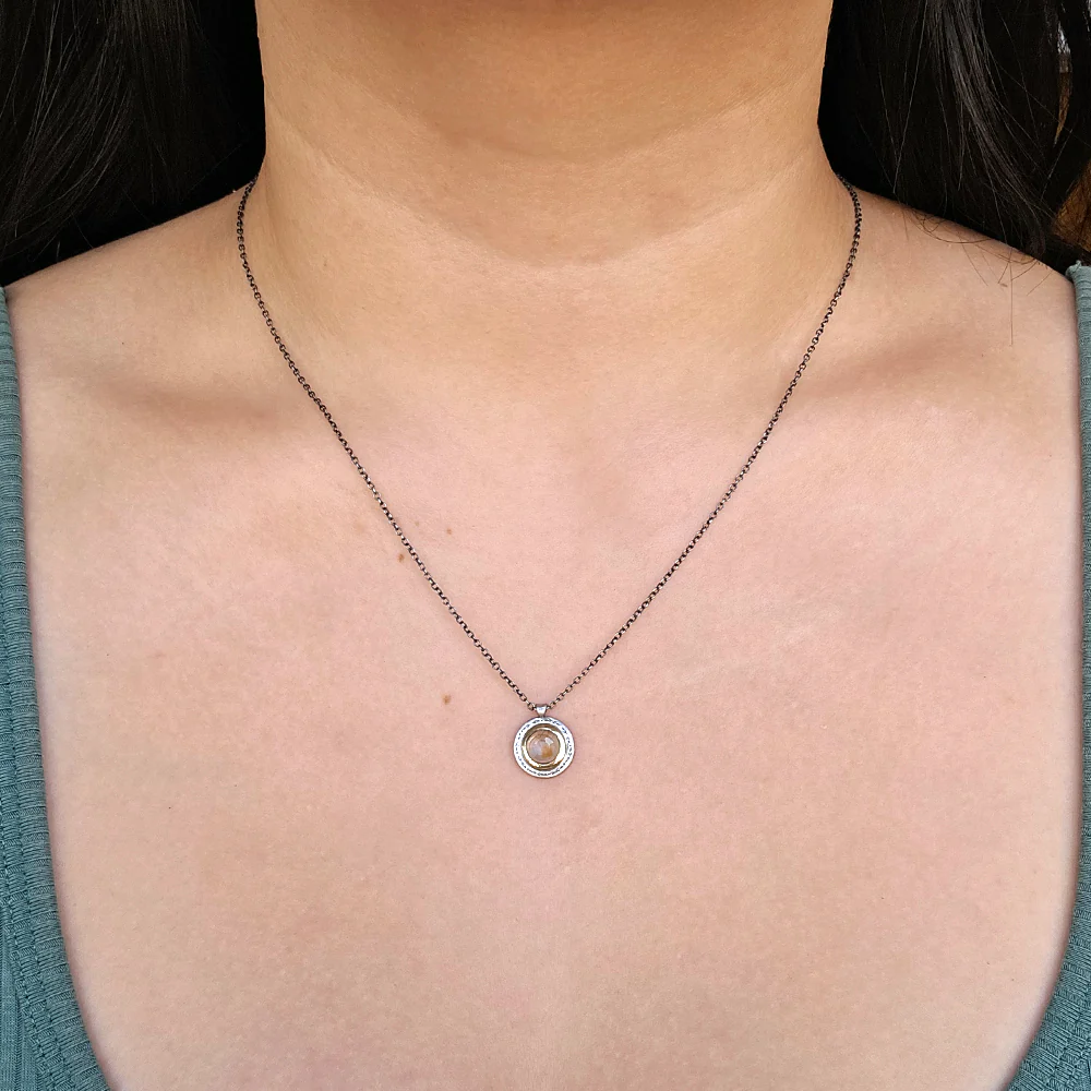 Montana Sapphire Two-Tone Gold & Silver Necklace - "Gilded Ember" - Image 2