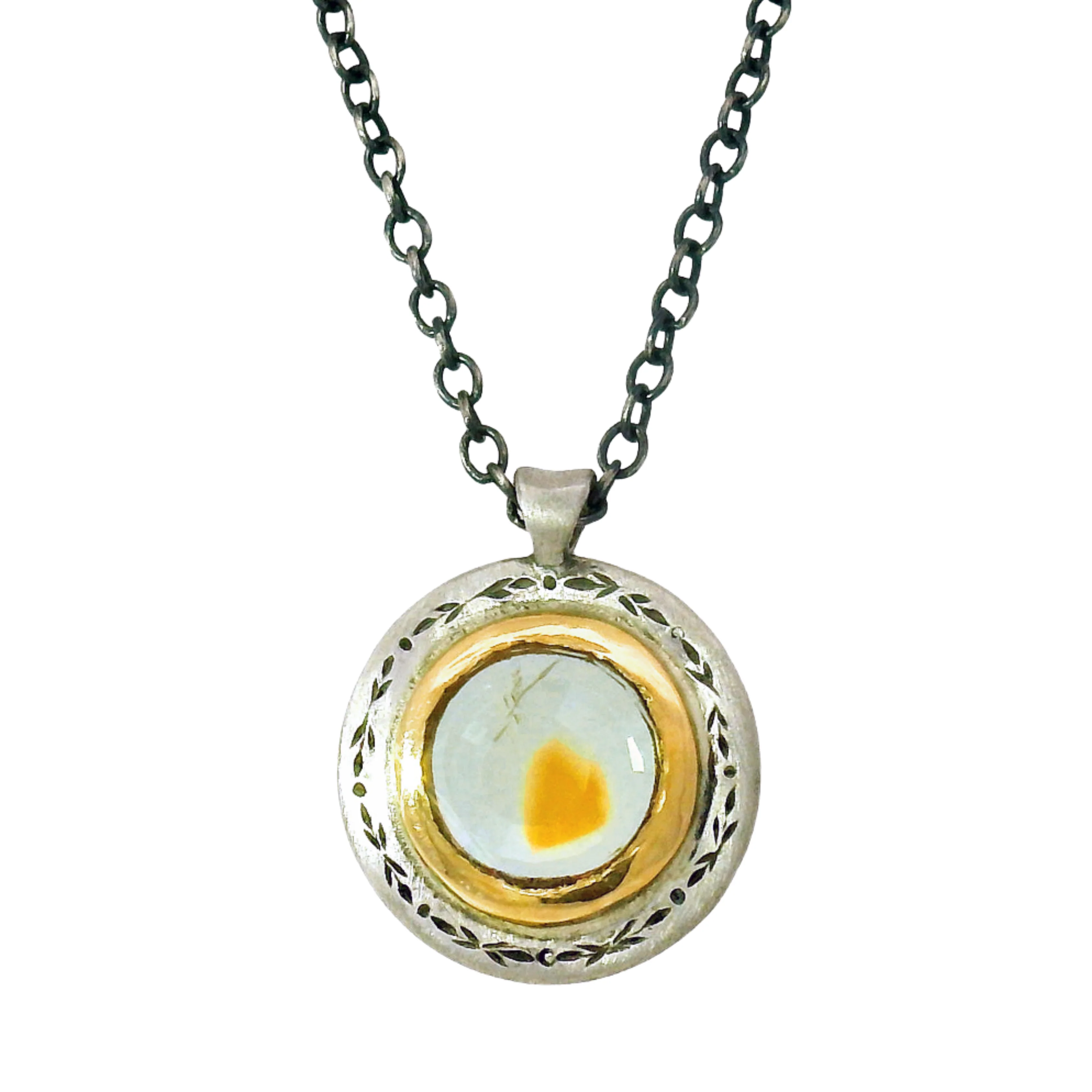Montana Sapphire Two-Tone Gold & Silver Necklace - "Gilded Ember" - Image 3