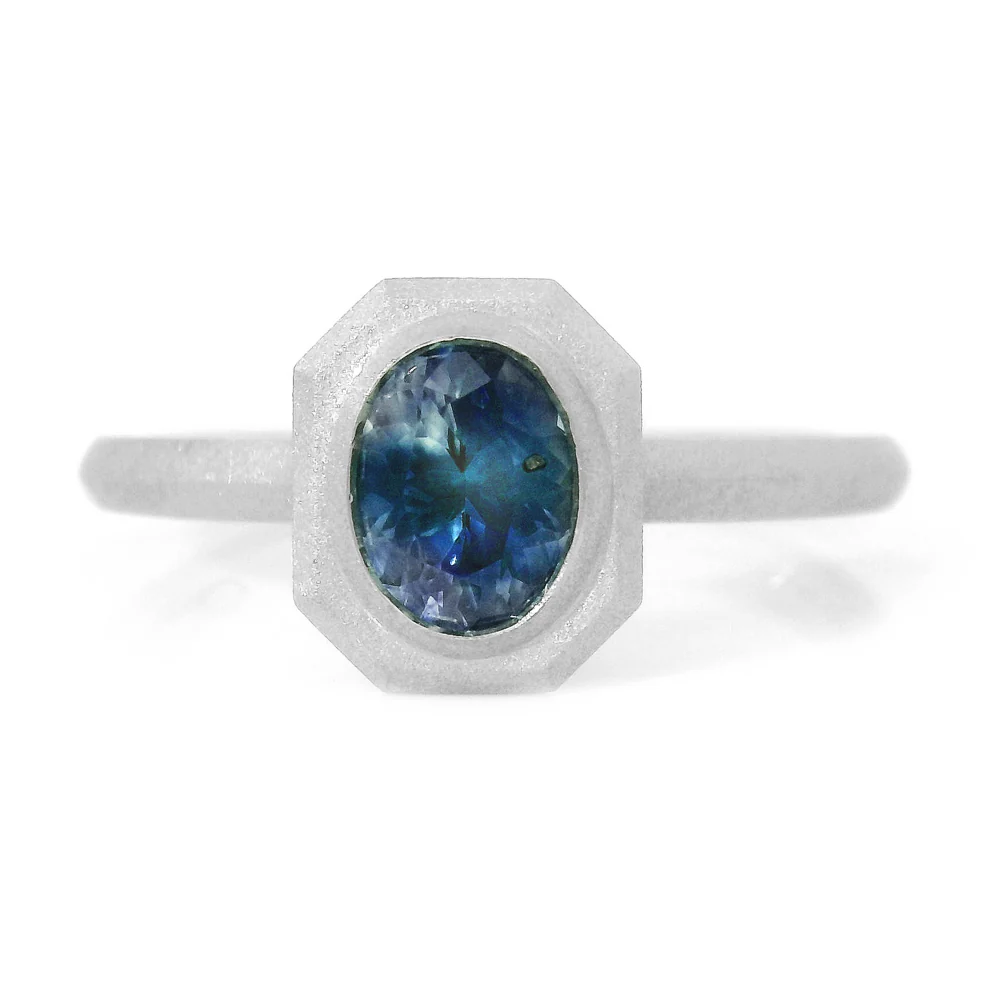 Blue Montana Sapphire White Gold Engagement Ring - "Fiona"