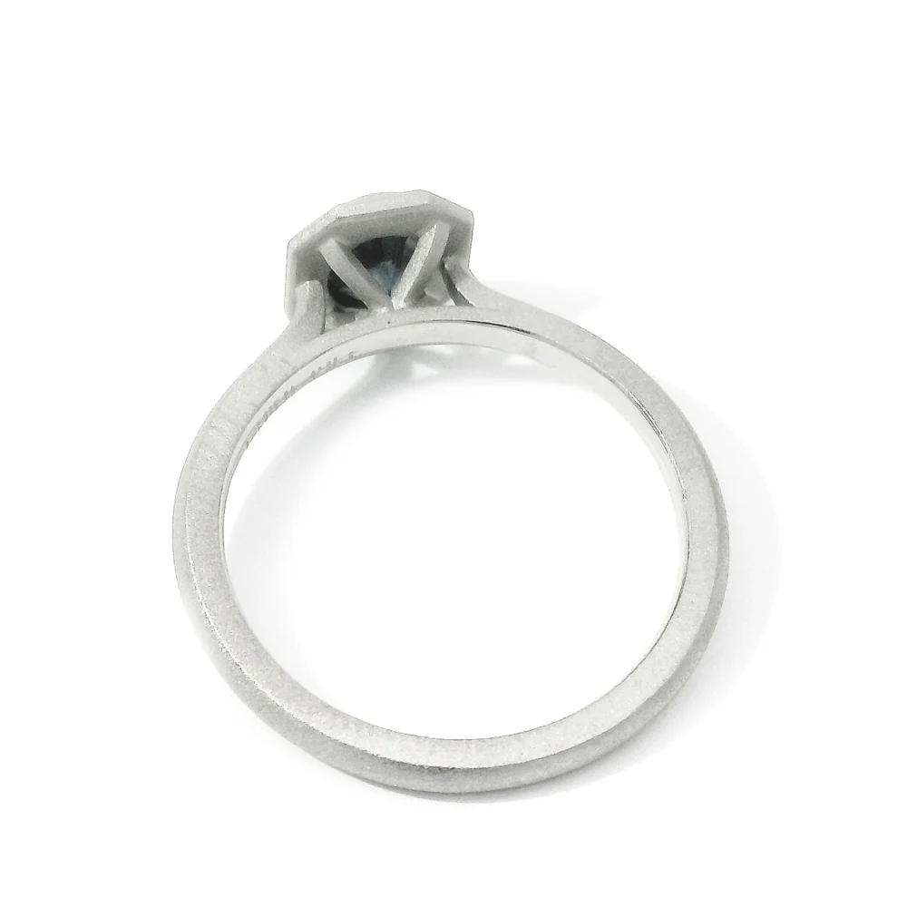Blue Montana Sapphire White Gold Engagement Ring - "Fiona" - Image 6