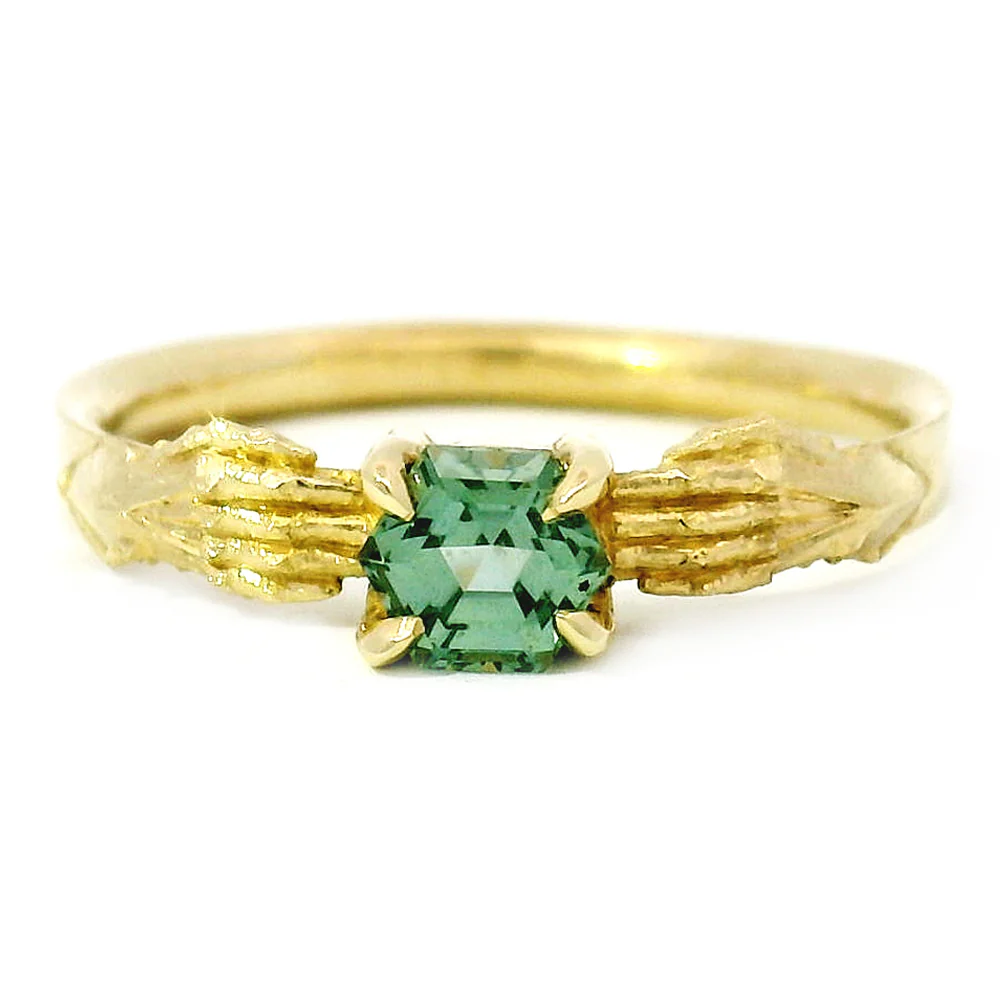 Montana Sapphire & Yellow Gold Gauntlet Ring - "Stronghold"