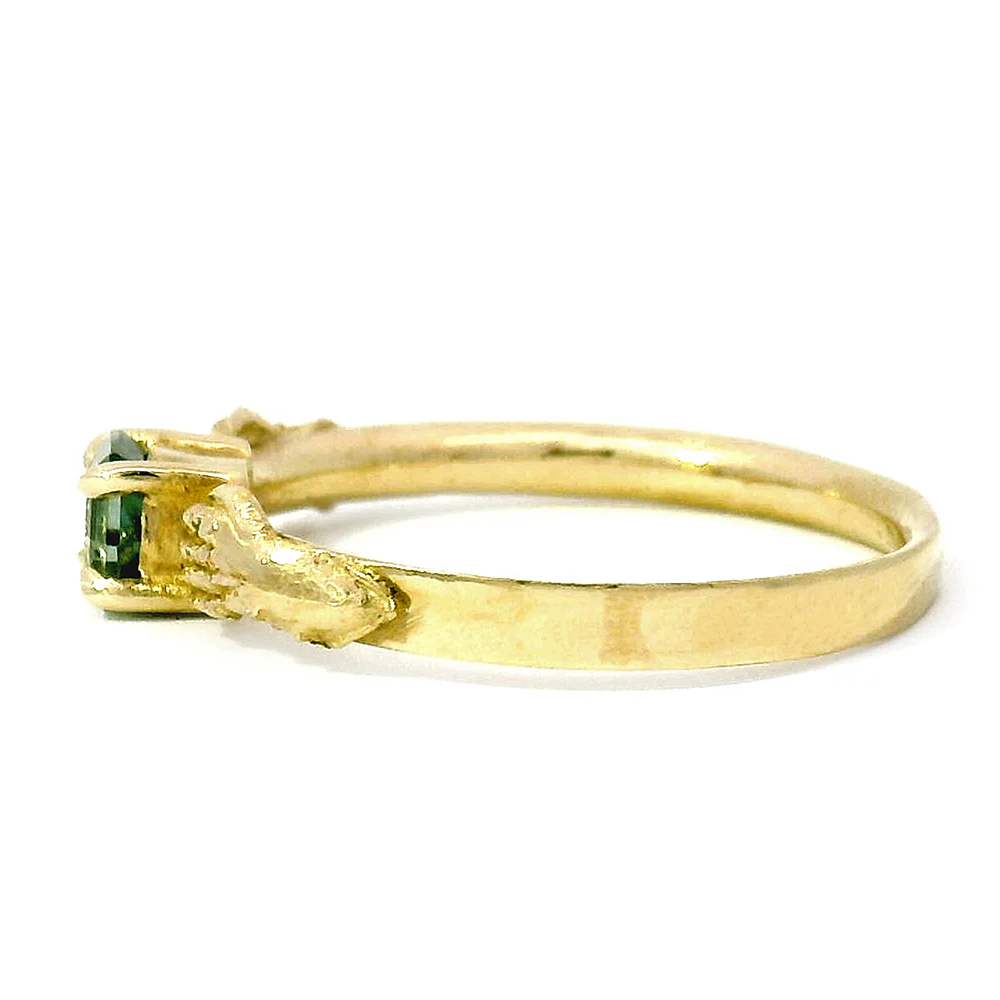 Montana Sapphire & Yellow Gold Gauntlet Ring - "Stronghold" - Image 3