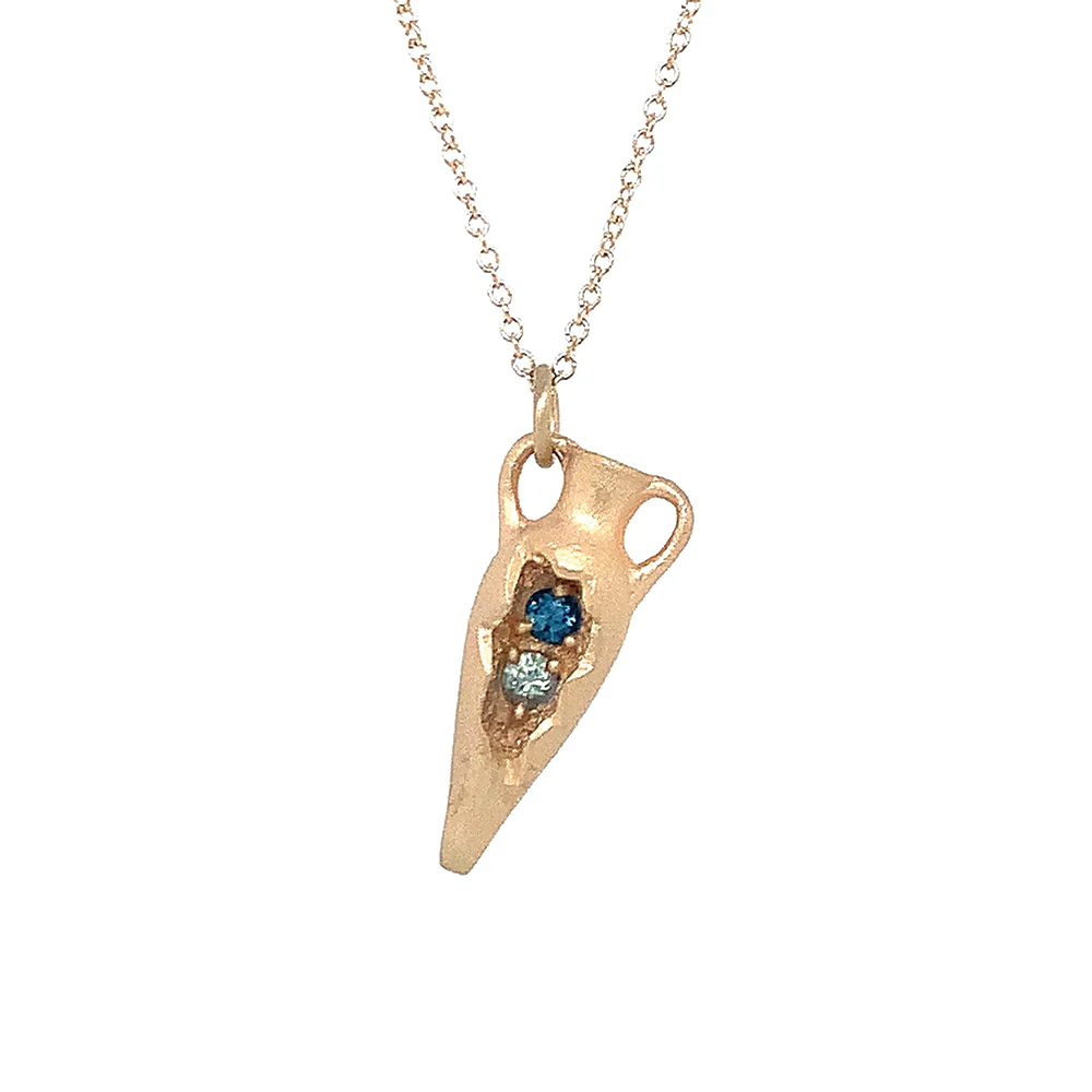 Montana Sapphire Yellow Gold Necklace - "Ancient Amphora" - Image 2